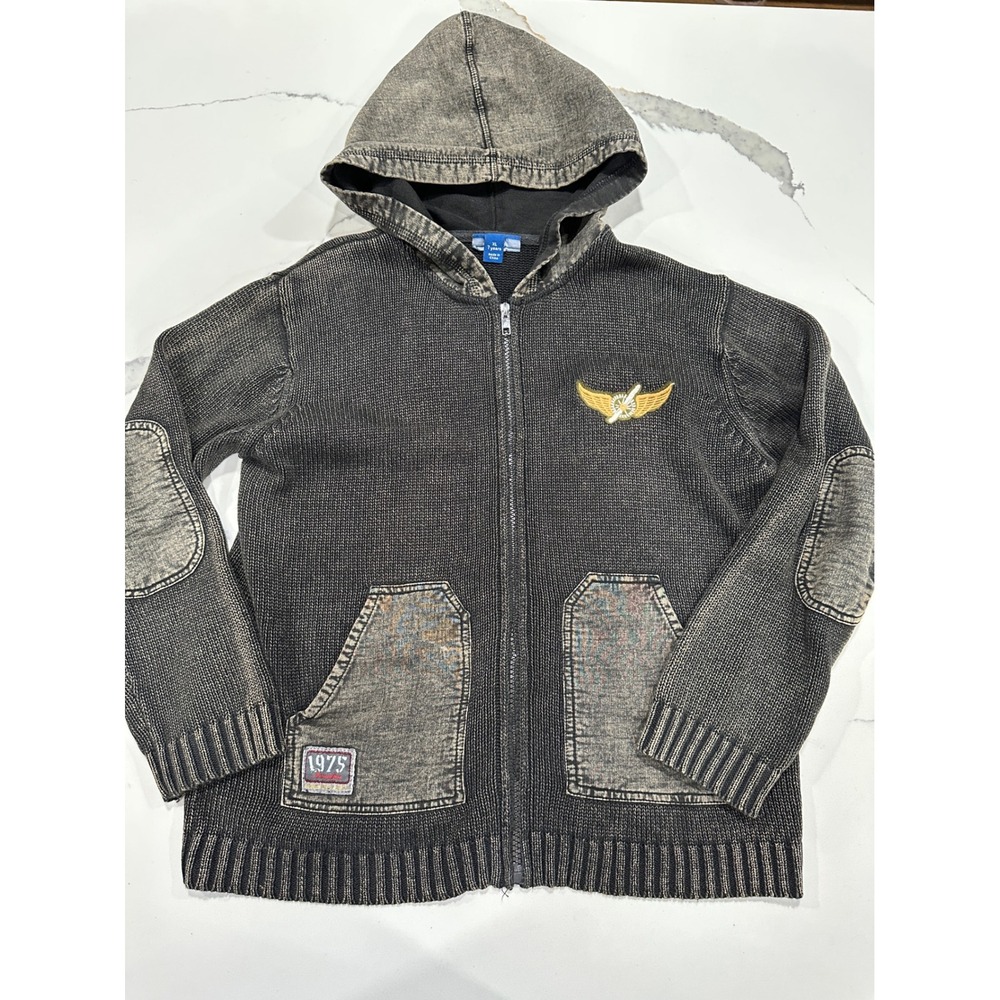 Naartjie Kids Zip Up Hoodie‎ Jacket Aviator Wings Patch 1975 Size XL 7 Years